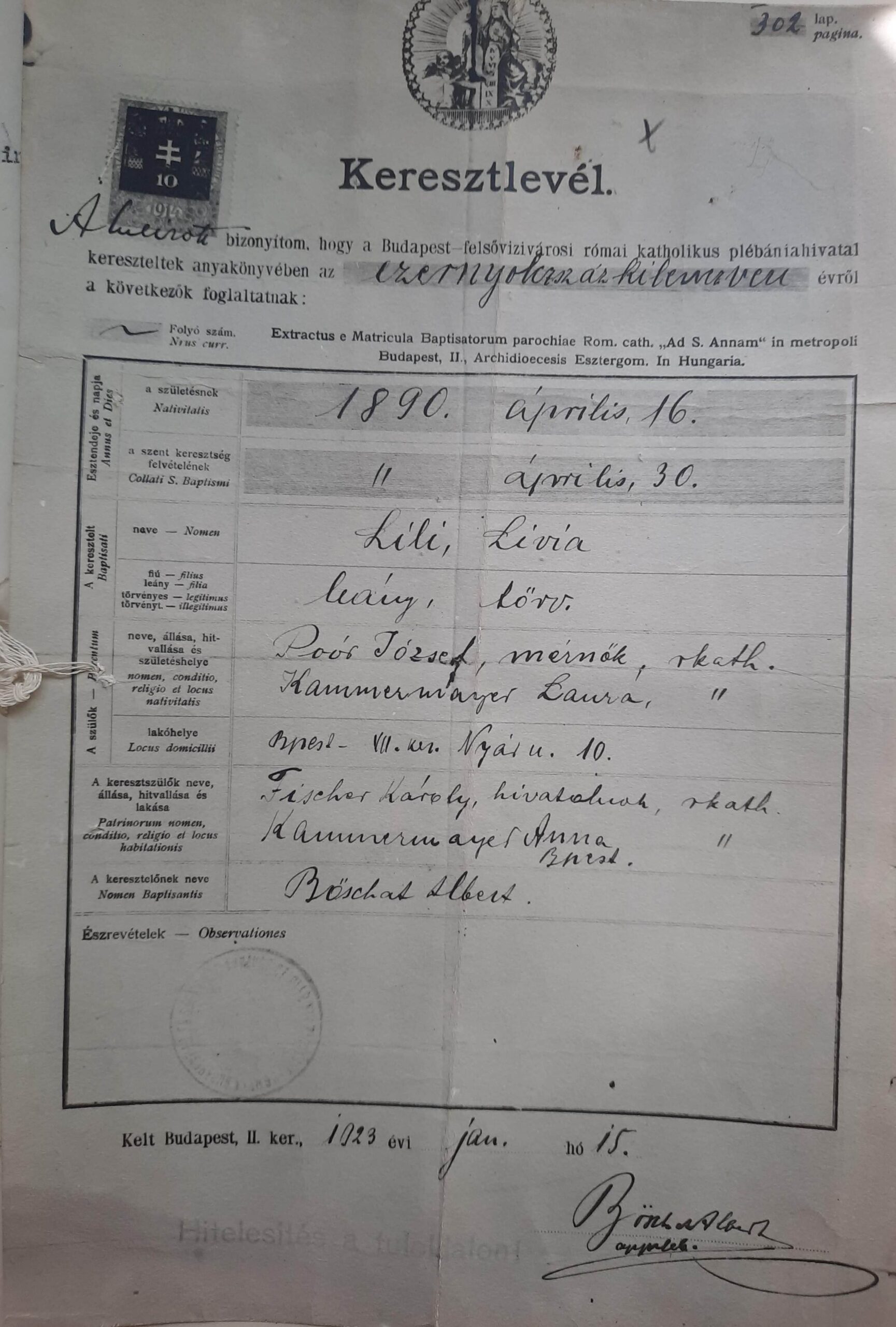 01 Certificat de nastere Poor 1890 120924
