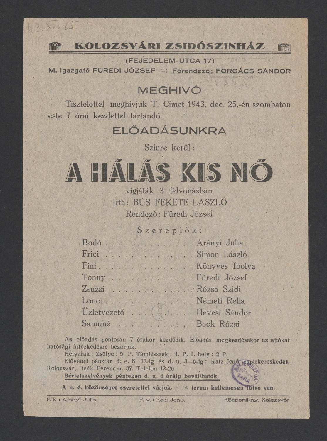 17 a A hálás kis nő kolzsvar musorfuzet 1943 dec 25 00001